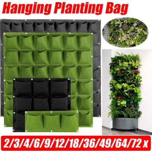 4/7/9/18/25/36/49/72 Pockets Garden Wall Hanging Planting Bags Green Plant Grow Planter Vertical vegetable Garden Supplies Bags