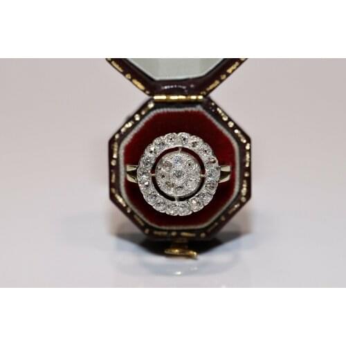 ANTIQUE VICTORIAN 14K GOLD NATURAL EUROPEAN CUT DIAMOND DECORATED PRETTY RING