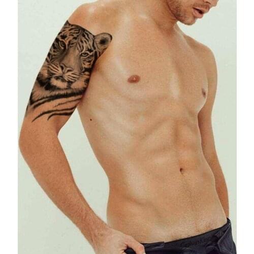 Big Black Tiger King Tattoos Fake Men Women Tatoos Waterproof Large Size Animals Body Art Arm Legs Tattoos Temporary Stickers