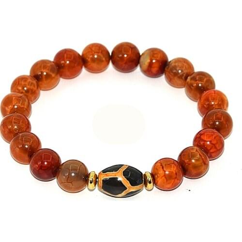 Agate Black/Earth gold DZI Tortoiseshell Lotus Ruyi-Money hook Leopard Agate Bead Bracelet Female Jewelry Bracelet Free Shipping