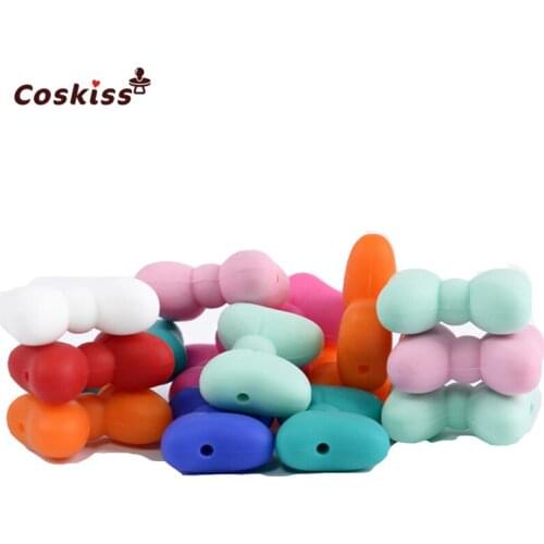 50pcs New Product Bow Tie Beads Made From Food Grade Silicone With Baby Teether Bracelet/necklace DIY Fashion Pendant