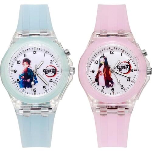 New Anime Ghost Slayer Watch Children Watch Strap with Luminous LED Lights Bracelet Watch Flash Wrist Luminous Watch