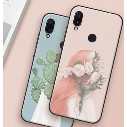 Full Cover Case For xiaomi redmi Note 7 Luxury girl flower painted soft TPU Shell For xiaomi redmi Note7 case Note 7 phone cases