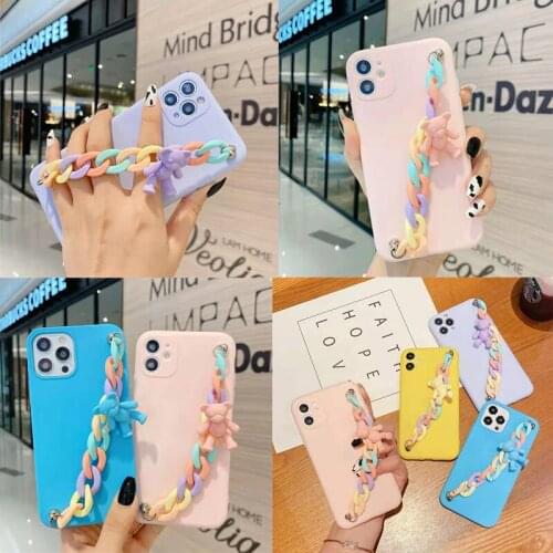 Wrist Strap Chain Case For Oppo Realme C21 C20 c15 c12 C25 7i c11 7 8 6 6S 5 Q3 pro 7i Q C17 5i 5s 6i C3 GT Neo Cute Candy Case