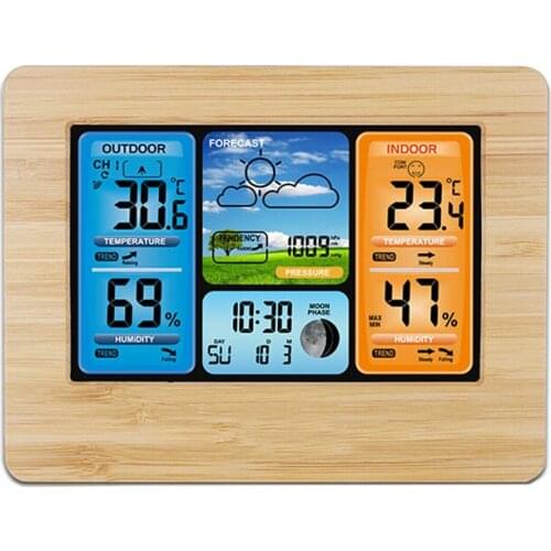 LCD Digital Indoor/Outdoor Wireless Weather Station Clock Yellow/Black/Silver Calendar Thermometer Alarm Clocks