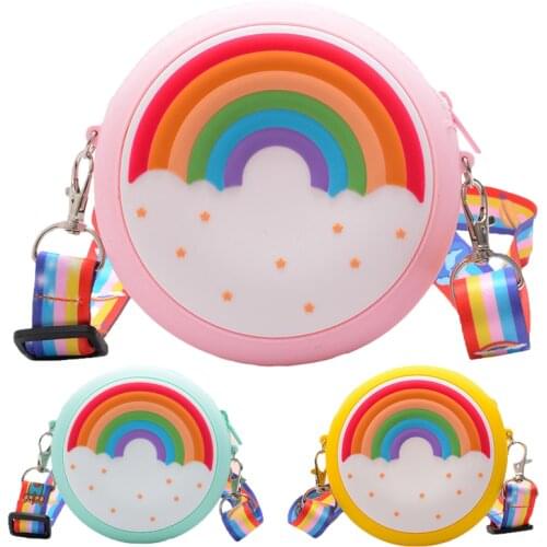 Doughnut Kids Mini Silica Crossbody Messenger Bag Cute Strawberry Little Girl Small Shoulder Diagonal Bag Rainbow Coin Purse