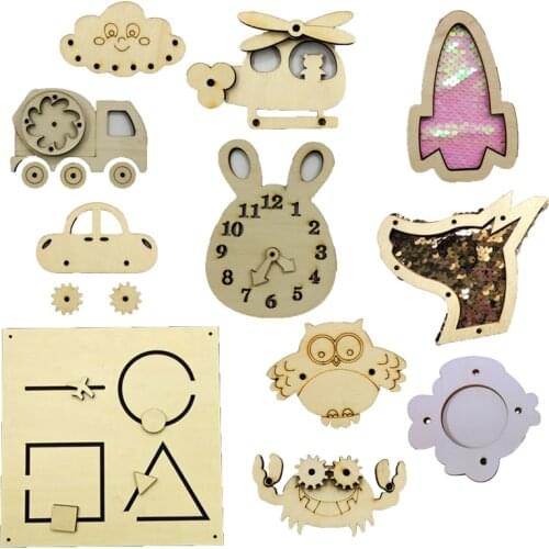 Montessori Children Toys Busy Board Accessories Wooden Sensory Activity Board DIY Material Alarm Clock Gear For Fine Motor Skill