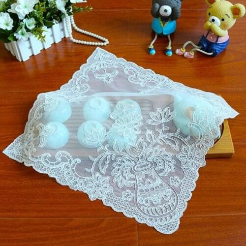 European Lace Embroidery Exquisite Three-dimensional Pattern Placemat Furniture Dust Cover Cloth Coffee Cup Mat Coaster