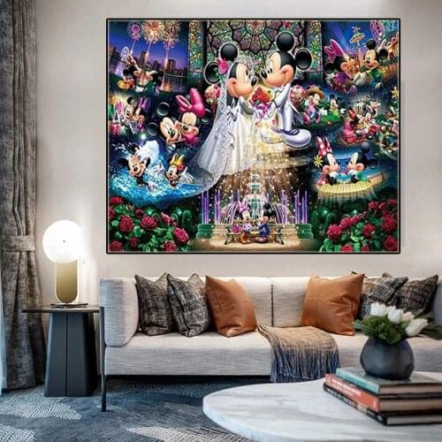 Disney Catoon Mickey & Minnie Canvas Animation Painting Celebrate Wedding Posters Print Wall Art Picture for Home Decor Cuadros