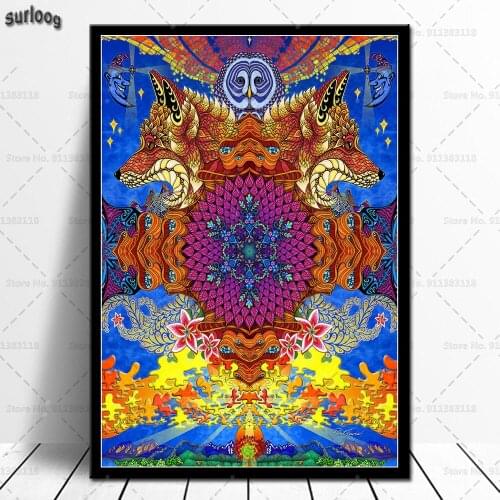 Art Poster Psychedelic Mushroom Trippy Abstract Acid Lsd Acrylic Retro Picture Prints Canvas Painting for Living Room Home Decor