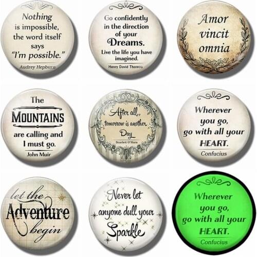 Glowing At Night Life Admonition Glass Dome Gemstone Fridge Magnets Refrigerators Decoration Letters Magnetic Whiteboard Sticker