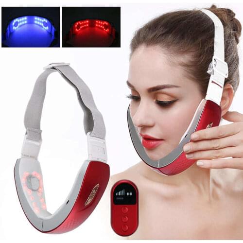 Facial Massager V Face Machine Electric EMS Vibration Photon Light Therapy Face Lifting Firming Massager Red Health And