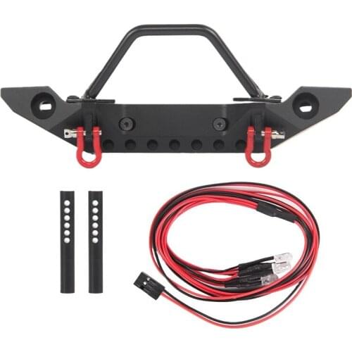 Metal Front Bumper with Led Lights for 1/10 RC Crawler Axial SCX10 90046 SCX10 III AXI03007