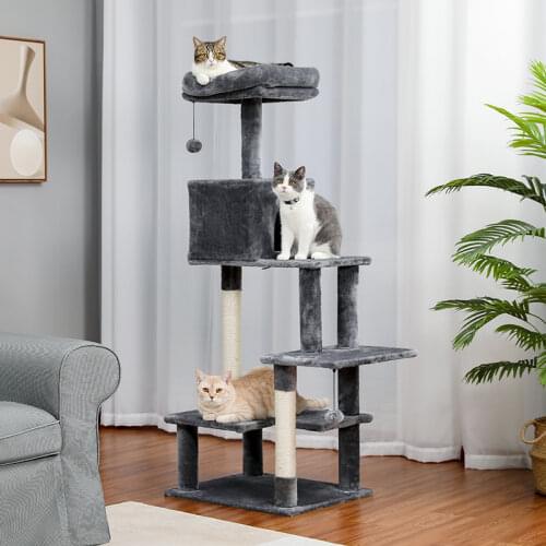 Cat Tree with Scratching Posts Cat Nest Multi-Level Tower Cat Condo Activity Jumping Platform Stable with 2 Balls