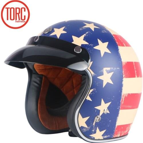 TORC T50 Route 66 Motorcycle Helmet Jet DOT Vintage Scooter Helmets Cruise Retro Helmet Moto Bike