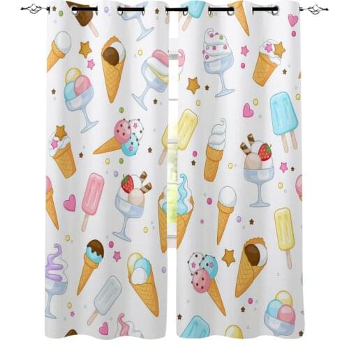 Cartoon Food Ice Cream Cup Curtain for Kids Room Bedroom Curtain Cartoon Window Curtain for Boys Colorful cortinas