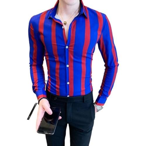 Striped Mens Shirt 2021 Spring and Autumn Fashion Business Casual Shirt Long-sleeved Slim Tuxedo Social Mens Clothing Shirt