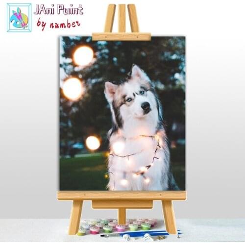 Naughty Husky Picture Painting By Numbers Animals Colouring Zero Basis HandPainted Oil Painting Unique Gift Home Decor