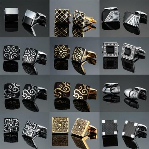 Novelty cuff links White black Crystal enamels High quality French shirts cufflinks for mens business wedding gifts Jewellery