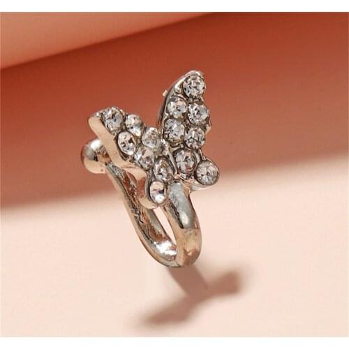NEW Crystal Butterfly Nose Clip Fake Piercing Nose Ring Non Piercing Clip On Nose Ring Can Also Be Ear Clips cuff Body Jewelry
