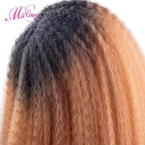 Synthetic Lace Front Wig For Women Afro Kinkyt Straight Cosplay Wig Long Blonde #30 Color Ms Love