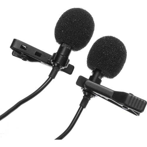 3.5mm CTIA Dual Head Tie Clip-on Mic Lavalier Lapel Mini Microphone Recording And Singing Equipment For Phone PC Laptop