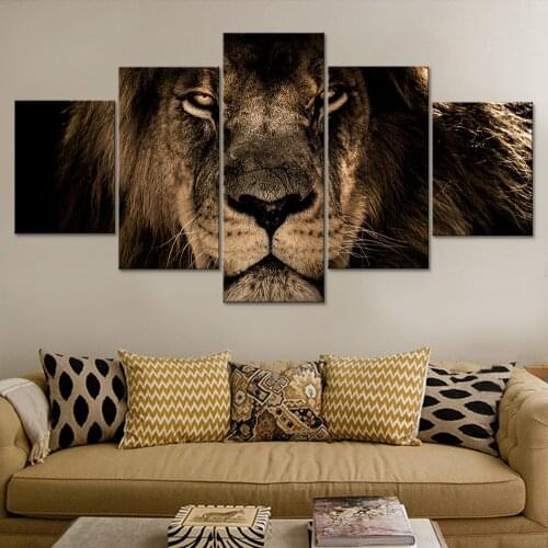 Poster Modular Modern Painting Art HD Canvas Home Living Room Framework Strong Big Lion Framework Printing Pictures Type
