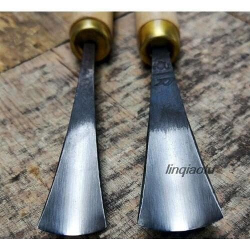 Hand carved knife Belt shaving deep round knife