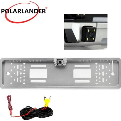 Backup Waterproof Car Rear View Camera View Angle 170° European License Plate Frame Silver Night Vision Wireless Transmitter