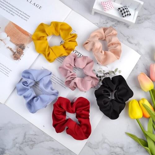 New Cute Korea Solid Color Hair Scrunchies For Women Girls Handmade Elastic Hair Band Large Intestine Hair Rope Hair Accessories