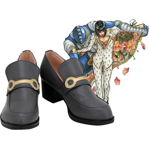 JoJos Bizarre Adventure Bruno Bucciarati Cosplay Shoes Anime Leather Shoes Mens Girls Lolita Shoes L320