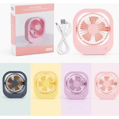 ELOOLE New Summer USB Charging Portable Fans Square 360 Rotating Adjustable Desktop Fans Noiseless Electric Fan Gift Decoration
