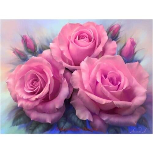 Embroidery Counted Cross Stitch Kits Needlework - Crafts 14 ct DMC DIY Arts Handmade Decor - Pink Roses