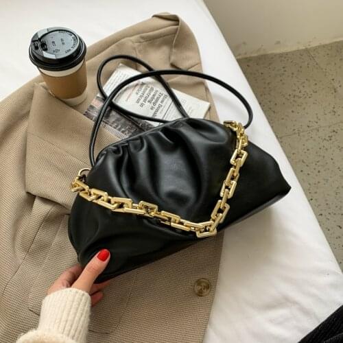 Women Fashion PU Golden Chain Crossbody Bag Female Small Classic Luxury Hobos Ladies Cute High Quality Handbag