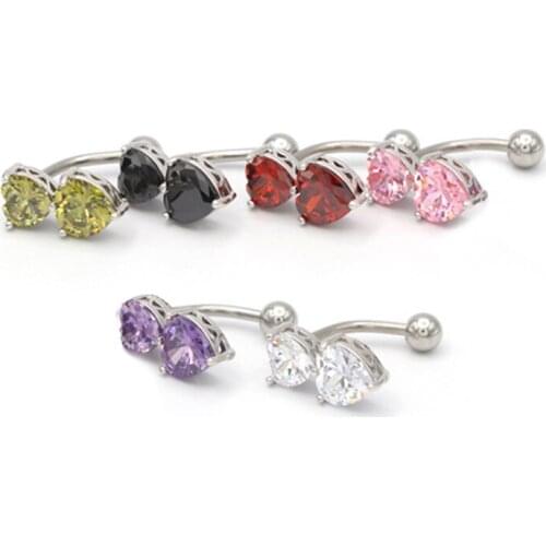 1PC High Crystal Heart Surgical Steel Naval Ring Waterdrop Belly Button Rings Sexy Belly Bar Body Piercing Jewelry Accessories