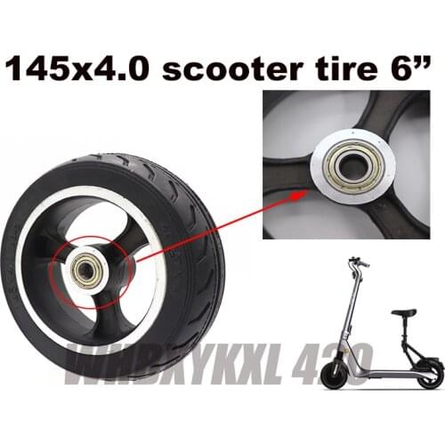 145x4.0 electric motorcycle scooter widen solid tires 6 inch rubber wheel alloy bearings tubeless tires