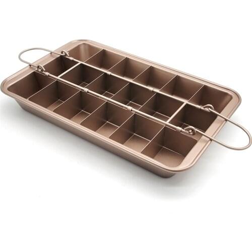 2 set Non Stick Brownie Pans with Dividers 18 Cavity Baking Tools Square Lattice Chocolate Cake Mold Brownie Baking Pan Bakeware