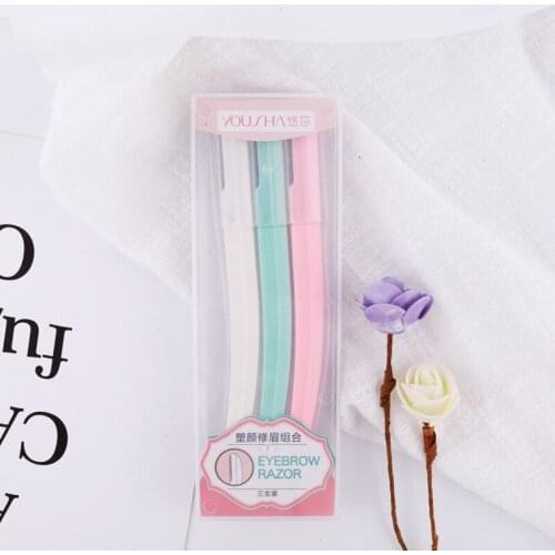 3 Pieces Safe Eyebrow Trimmer Razor Protective Net Professional Facial Hair Remover Shaver Woman Makeup Tools E1031