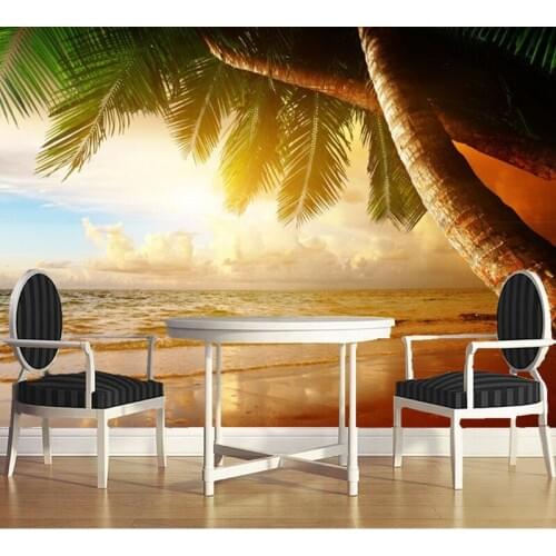 Custom 3D photo wallpaper, sunset beach palm scenery for the living room bedroom TV background wall waterproof papel de parede