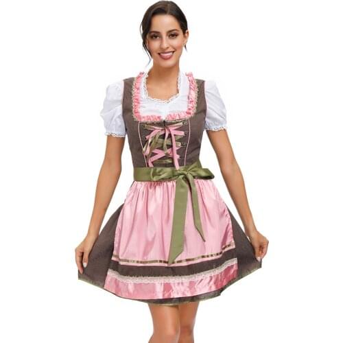 4XL Plus Size Womens German Dirndl Dress Traditional Bavarian Beer Girl Oktoberfest Costumes
