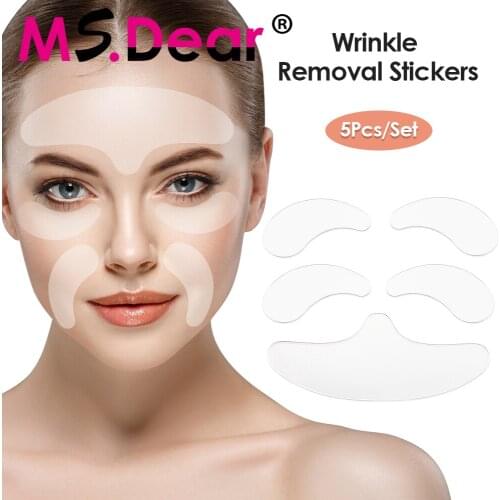 5pcs Reusable Silicone Wrinkle Removal Sticker Face Forehead Neck Eye Sticker Pad Anti Aging Patch Face Lifting Mask Skin Care