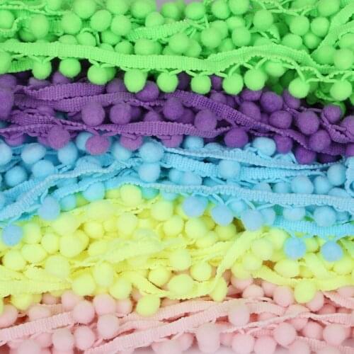 5 Yards/Lot Lace Farbic 20mm Hight Pompon Trim Ball Fringe Ribbon DIY Sewing Accessory Lace Curtains Handmade Crafts Decoration