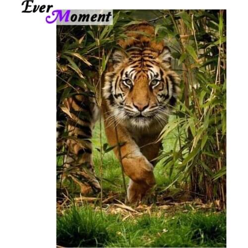Ever Moment DIY 5D Diamond Painting Cross Stitch Tiger in the Forest Diamond Embroidery Household Essentials Decoration ASF993