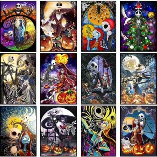 5D DIY Diamond Painting Disney Nightmare Before Christmas Jack And Sally Diamond Embroidery Mosaic Cross Stitch Home Decor Gift
