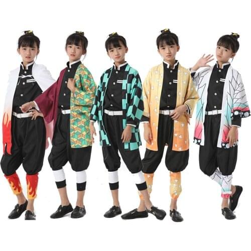 Anime Kids Demon Slayer Kimetsu no Yaiba Tanjirou Kamado Nezuko Tsuyuri Kanawo Cosplay Costume Kimono Uniform Child Clothes Set