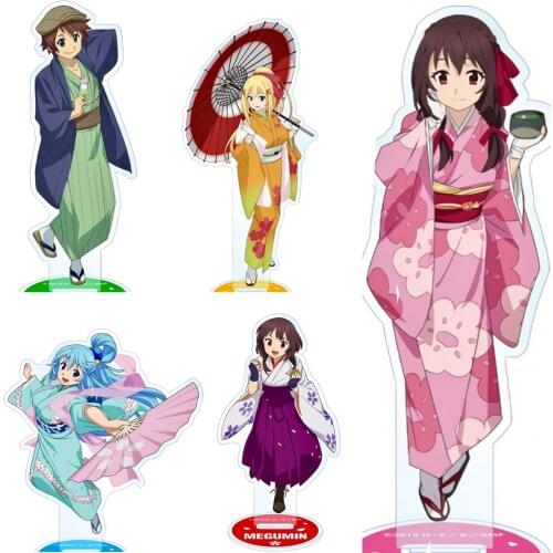 Anime Konosuba Kono subarashī sekai ni shukufuku wo! Aqua Satou Kazuma Acrylic Stand Figure Model Plate Display Desktop Decor