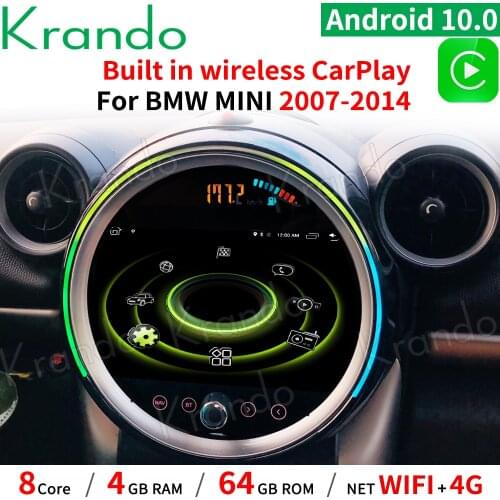 Krando 9" Android 10.0 4G 64G Car Radio Player Multimedia For BMW Mini Cooper R56 R60 2007-2014 Wireless Carplay Android Auto