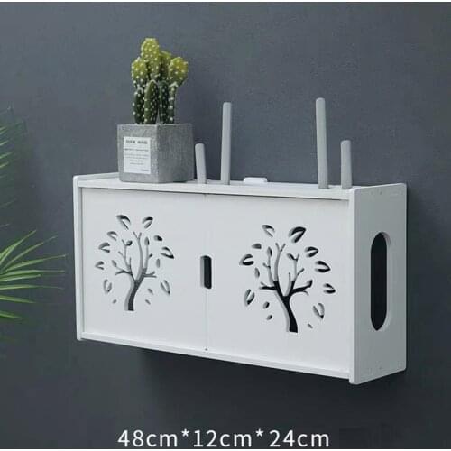 Large Wireless Wifi Router Storage Box PVC Density Panel Shelf Wall Hanging Board Bracket Cable Organizer Home Decor