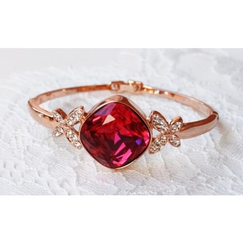 GrayBirds New Brand Summer Jewelry Hot Pink Big Stone Rose Gold Bracelets In The Stock