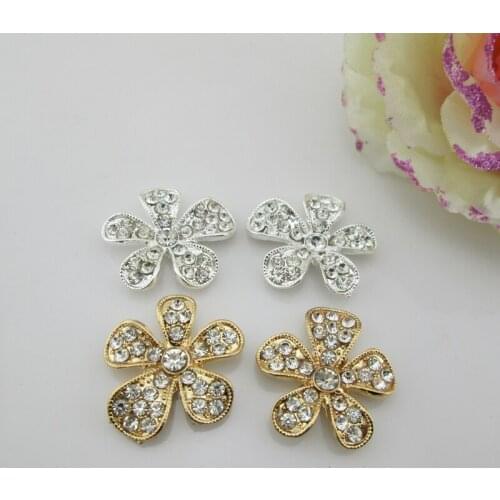 BT247 25mm)5pcs shiny flatback rhinestone metal button embellishment